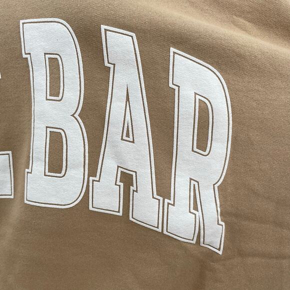 The Bar Varsity Sweatshirt Camel Tan White Oversized Crewneck Pullover Size XL - Picture 4 of 9